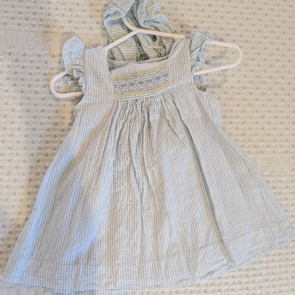 Striped Blue and White Baby Dress